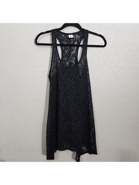Op Womens Black Sleeveless Lace Beach Cover-Up Dress M Whimsigoth